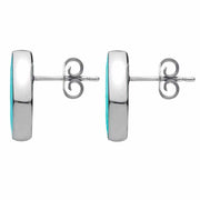 Sterling Silver Turquoise Diamond Shaped Stud Earrings. E282.