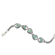 Sterling Silver Turquoise Five Stone Triangular Marquise Foxtail Bracelet B964