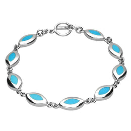 Sterling Silver Turquoise Framed Marquise Bracelet B462