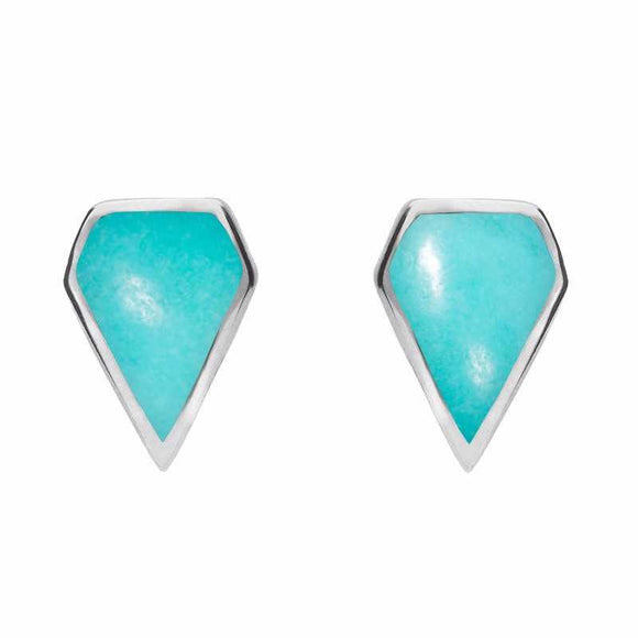Sterling Silver Turquoise Kite Stud Earrings. E281.
