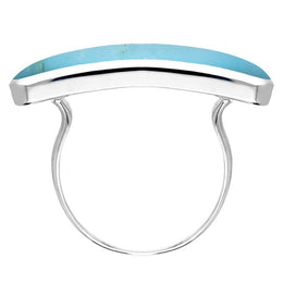 Sterling Silver Turquoise Lineaire Long Oval Ring. R1005.