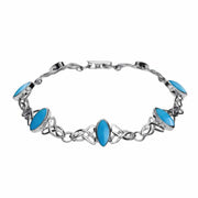 Sterling Silver Turquoise Marquise Shaped Celtic Bracelet B594