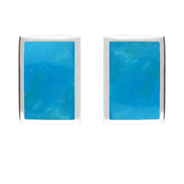 Sterling Silver Turquoise Oblong Stud Earrings. E014.