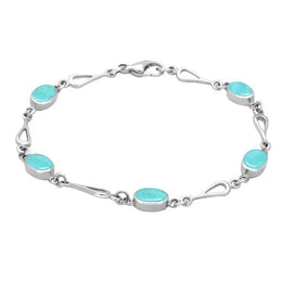 Sterling Silver Turquoise Oval Spoon Bracelet. B231.