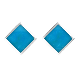 Sterling Silver Turquoise Rhombus Earrings. E015.