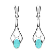 Sterling Silver Turquoise Spoon Drop Earrings. E138.
