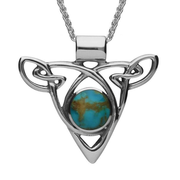 Sterling Silver Turquoise Triangle Knot Celtic Necklace P261