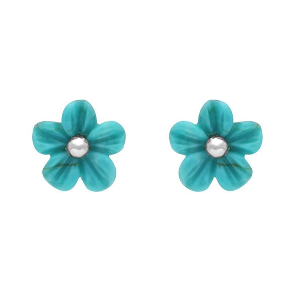 Sterling Silver Turquoise Tuberose Desert Rose Stud Earrings, E2154.
