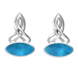 Sterling Silver Turquoise Wide Marquise Celtic Stud Earrings E977