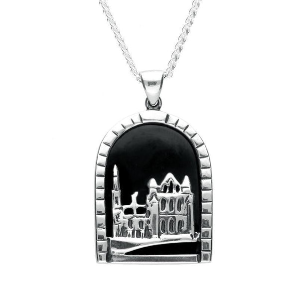 Sterling Silver Whitby Jet Abbey Necklace. P2114