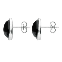 Sterling Silver Whitby Jet Abstract Marquise Stud Earrings. E2039.