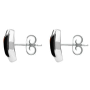 Sterling Silver Whitby Jet Amber Double Stone Stud Earrings E1805 side