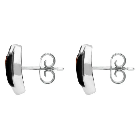 Sterling Silver Whitby Jet Amber Double Stone Stud Earrings E1805 side