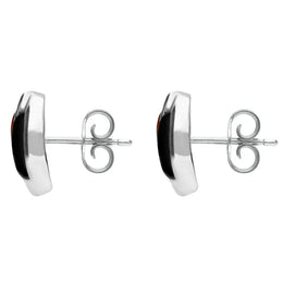 Sterling Silver Whitby Jet Amber Double Stone Stud Earrings E1805 side