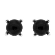 Sterling Silver Whitby Jet Bead Claw Set Stud Earrings. e1503.