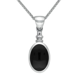 Sterling Silver Whitby Jet Bottletop Necklace P008