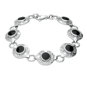 Sterling Silver Whitby Jet Celtic Oval Four Piece Set. S013 