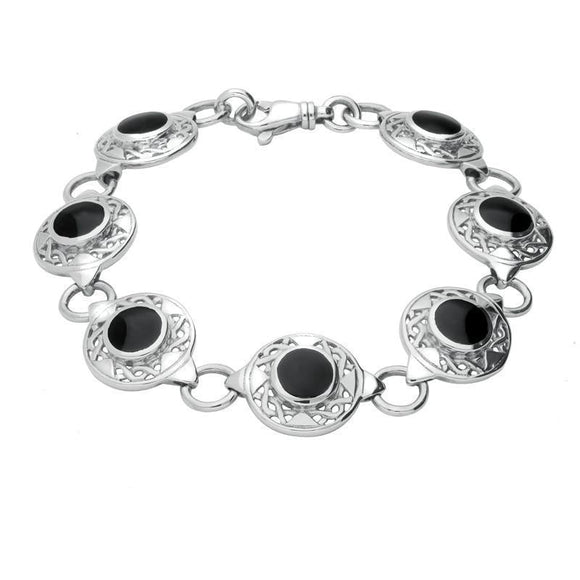 Sterling Silver Whitby Jet Celtic Oval Four Piece Set. S013 