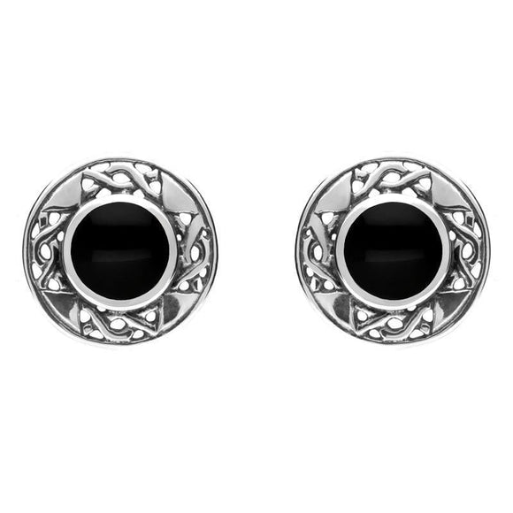 Sterling Silver Whitby Jet Celtic Oval Four Piece Set. S013 