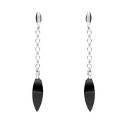 Sterling Silver Whitby Jet Chain Drop Earrings. E1794