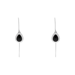 Sterling Silver Whitby Jet Cross Disc Drop Earrings