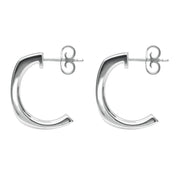 Sterling Silver Whitby Jet Curved Oblong Stud Earrings. E2022