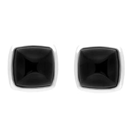 Sterling Silver Whitby Jet Square Stud Earrings E1804