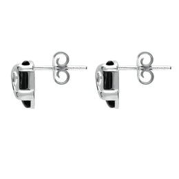 Sterling Silver Whitby Jet Cushion Pattern Stud Earrings. E1961.