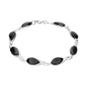 Sterling Silver Whitby Jet Celtic Eight Stone Pear Celtic Bracelet