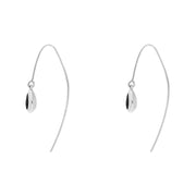 Sterling Silver Whitby Jet Fleur De Lis Disc Drop Earrings, E1373.