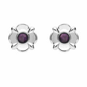 Sterling Silver Blue John Four Petal Flower Stud Earrings E1624