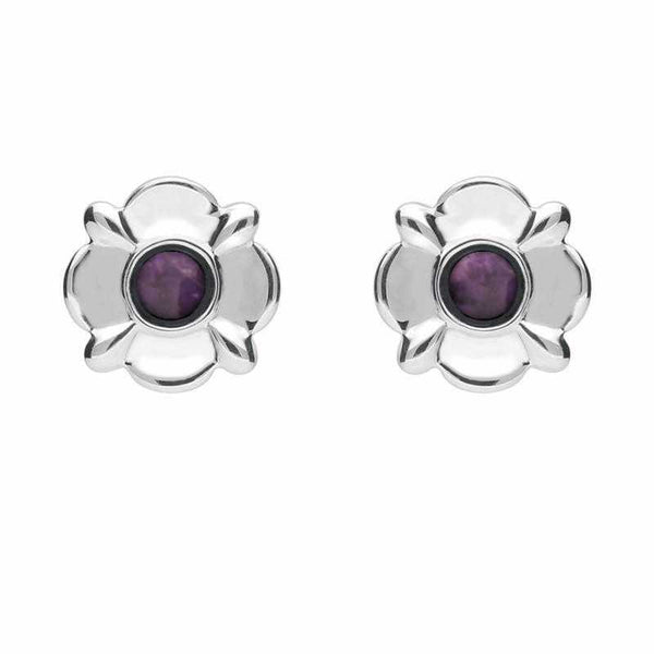 Sterling Silver Blue John Four Petal Flower Stud Earrings E1624