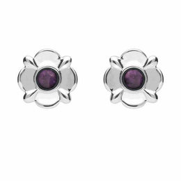 Sterling Silver Blue John Four Petal Flower Stud Earrings E1624