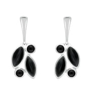Sterling Silver Whitby Jet Four Stone Leaf Drop Earrings E1803