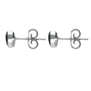 Sterling Silver Whitby Jet Framed Heart Stud Earrings. E432.