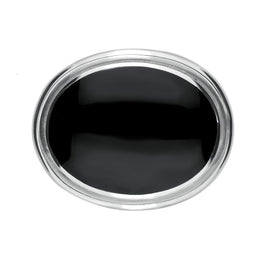 Sterling Silver Whitby Jet Framed Oval Brooch. M086.