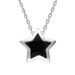 Sterling Silver Whitby Jet Framed Star Two Piece Set