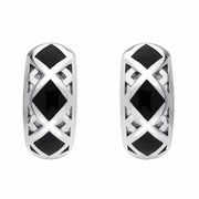 Sterling Silver Whitby Jet Geometric Hoop Earrings E2023