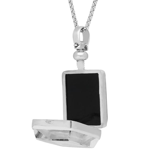 Sterling Silver Whitby Jet Glass Rectangular Locket, P2646.