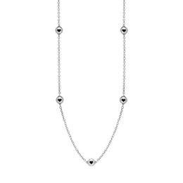 Sterling Silver Whitby Jet Heart Link Disc Chain Necklace. N746