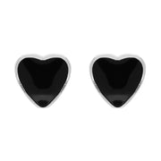 Sterling Silver Whitby Jet Heart Stud Earrings, E1948
