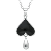 Sterling Silver Whitby Jet Heart Teardrop Necklace, P2716.