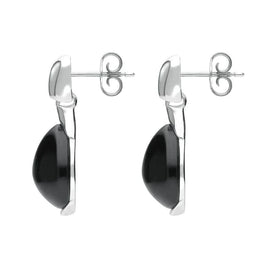 Sterling Silver Whitby Jet Hinge Top Pear Drop Earrings E2431