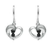 Sterling Silver Whitby Jet Jet Half Ridge Stone Heart Two Piece Set. S032