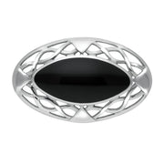 Sterling Silver Whitby Jet Large Celtic Framed Brooch
