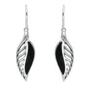 Sterling Silver Whitby Jet Leaf Drop Two Piece Set. S023