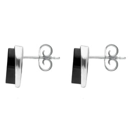 Sterling Silver Whitby Jet Long Oval Stud Earrings E1797