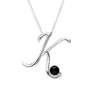Sterling Silver Whitby Jet Love Letters Initial K Necklace P3458C