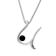 Sterling Silver Whitby Jet Love Letters Initial U Necklace