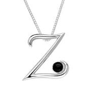 Sterling Silver Whitby Jet Love Letters Initial Z Necklace P3473C